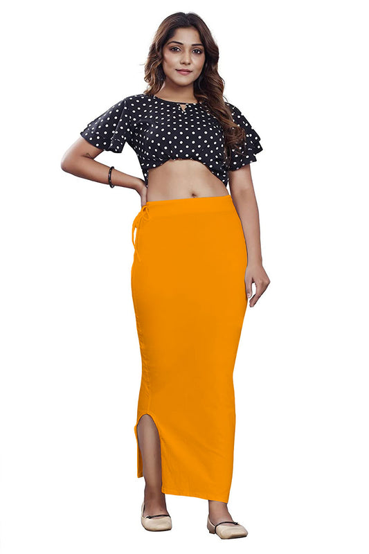 Women Saree Shapewear with Side Slit in Mustard (Petticoat)