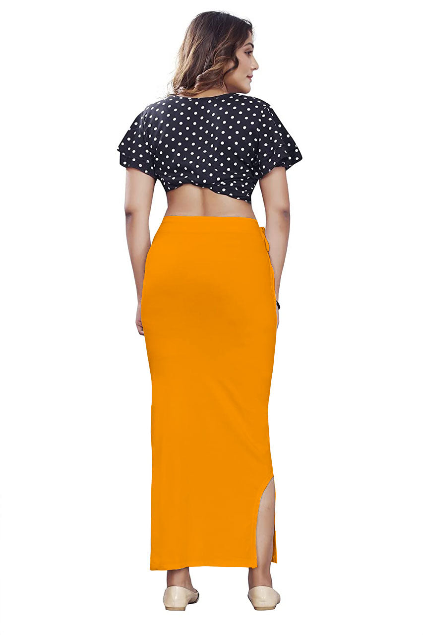 Women Saree Shapewear with Side Slit in Mustard (Petticoat)