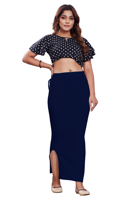 Women Saree Shapewear with Side Slit in Nevy Blue (Petticoat)