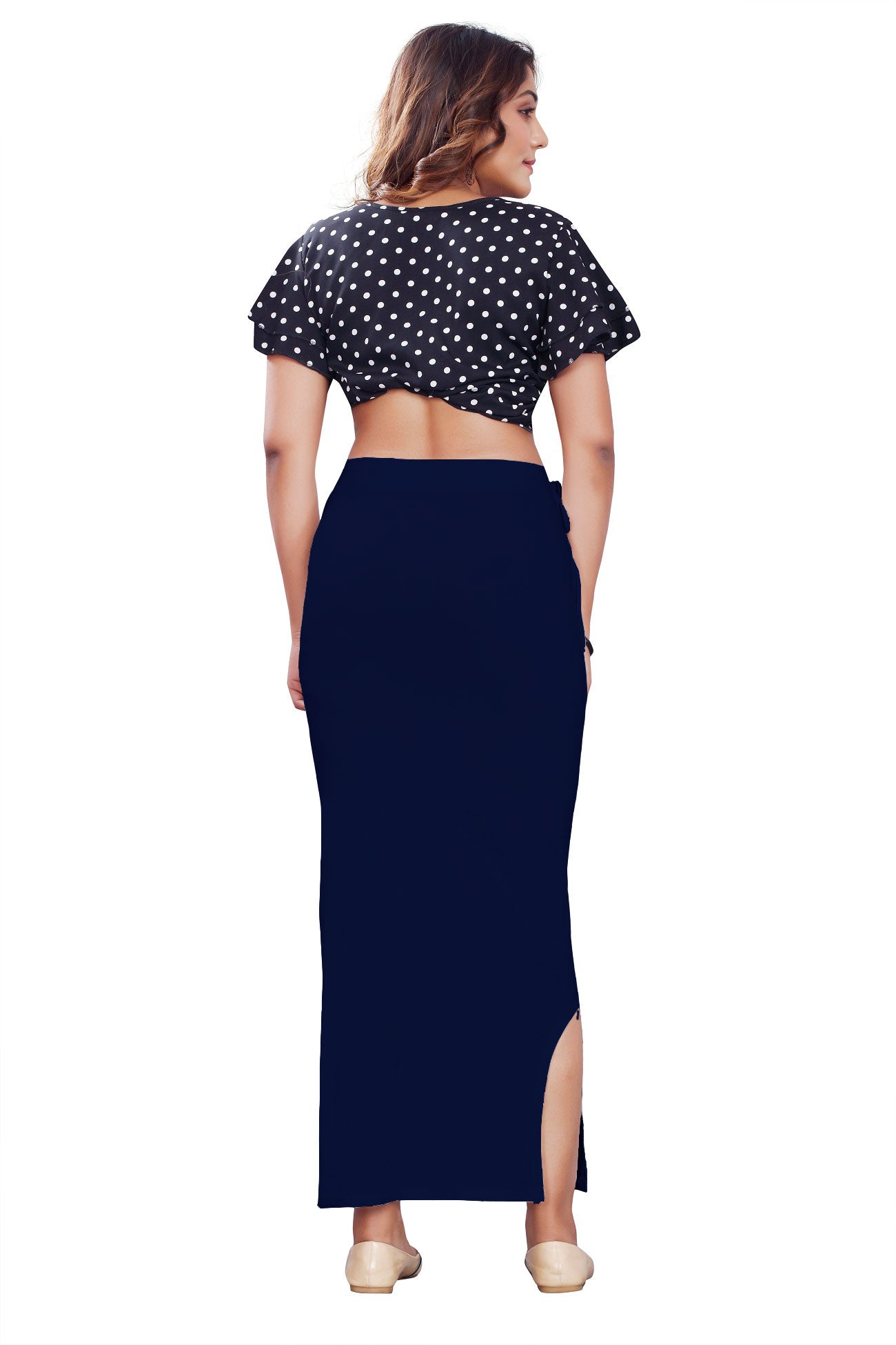 Women Saree Shapewear with Side Slit in Nevy Blue (Petticoat)