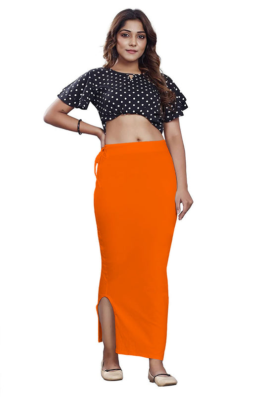 Women Saree Shapewear with Side Slit in Orange (Petticoat)