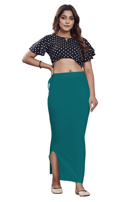 Women Saree Shapewear with Side Slit in Peacock (Petticoat)