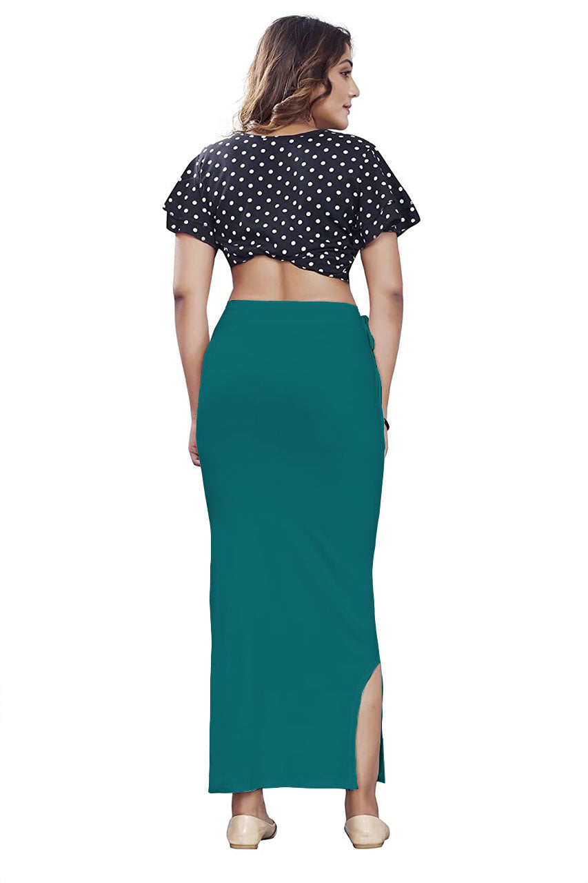 Women Saree Shapewear with Side Slit in Peacock (Petticoat)