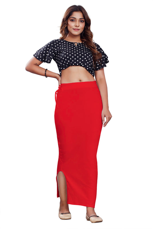 Women Saree Shapewear with Side Slit in Red (Petticoat)