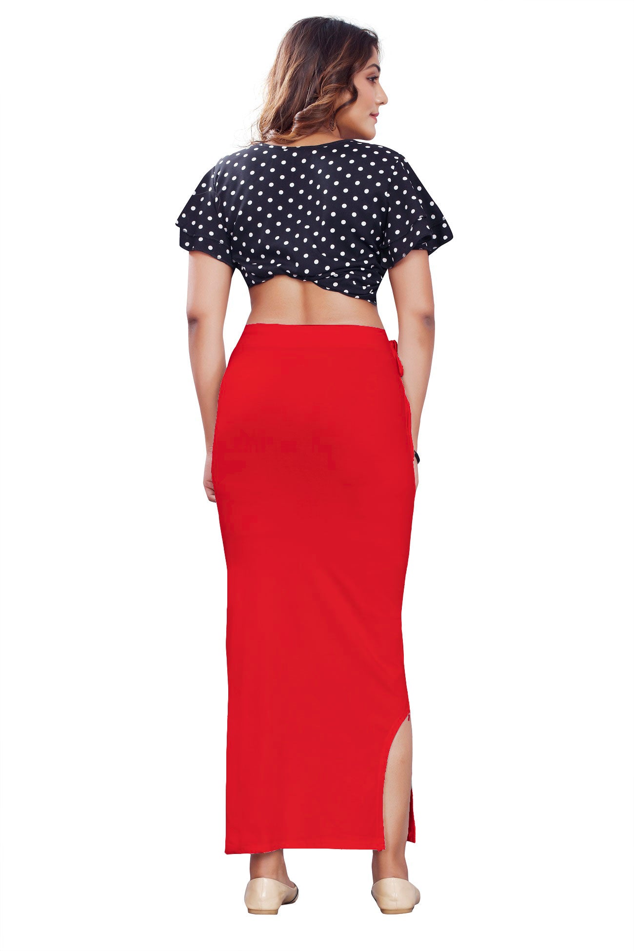 Women Saree Shapewear with Side Slit in Red (Petticoat)
