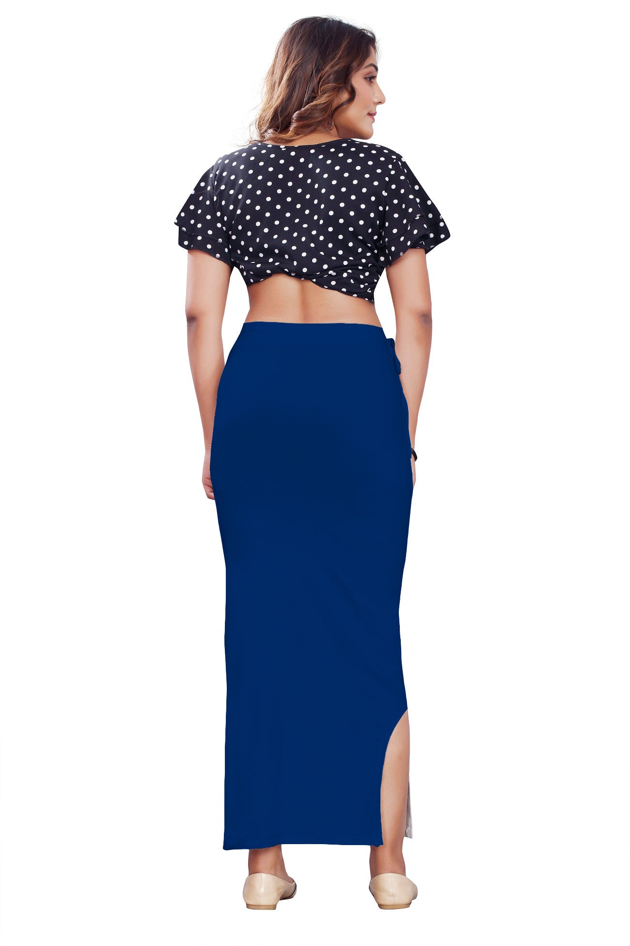 Women Saree Shapewear with Side Slit in Royal Blue (Petticoat)