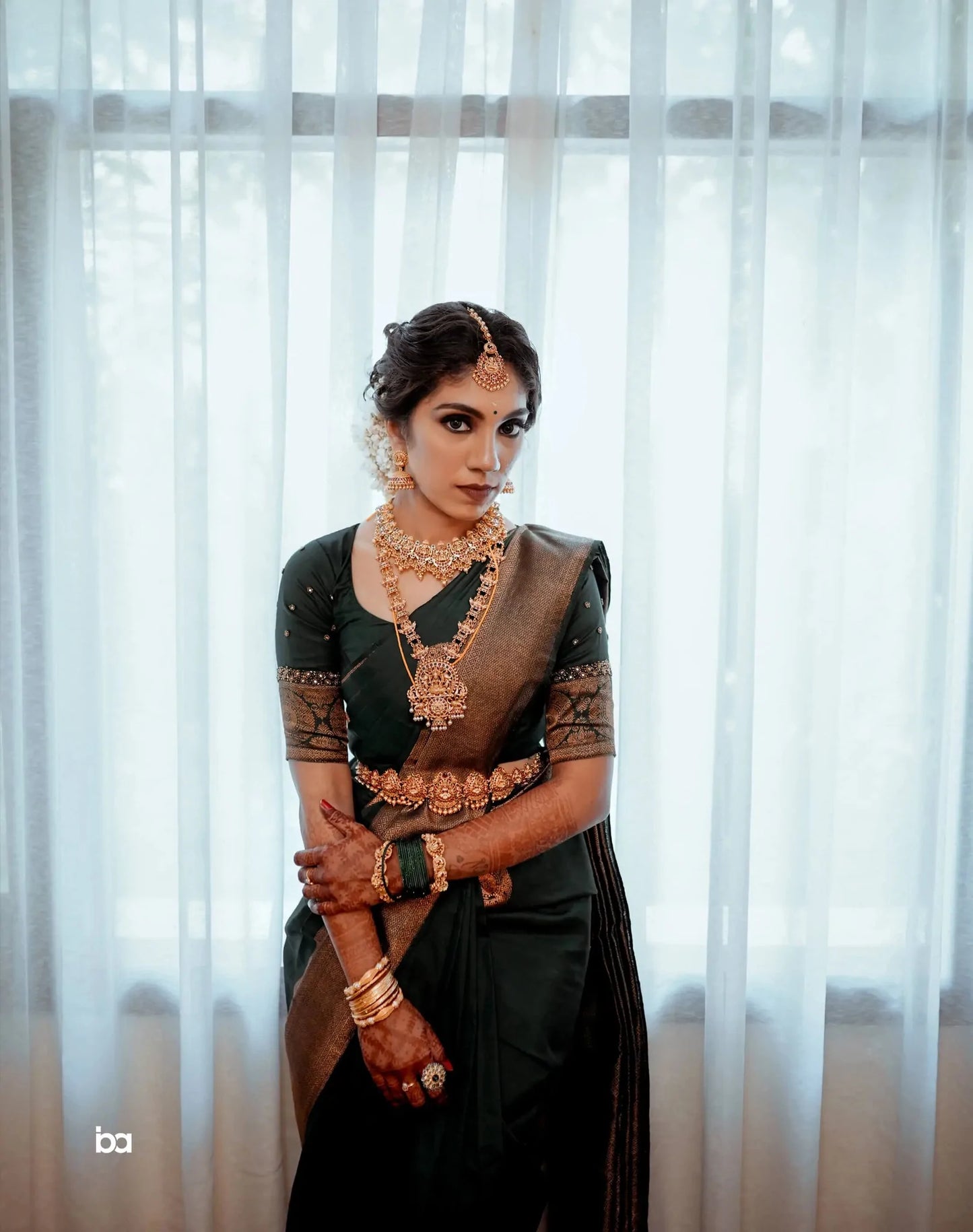 Kala niketan Fashionable Green Wedding Silk Saree