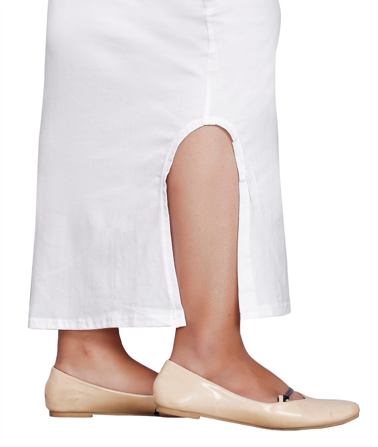 Women Saree Shapewear with Side Slit in White (Petticoat)