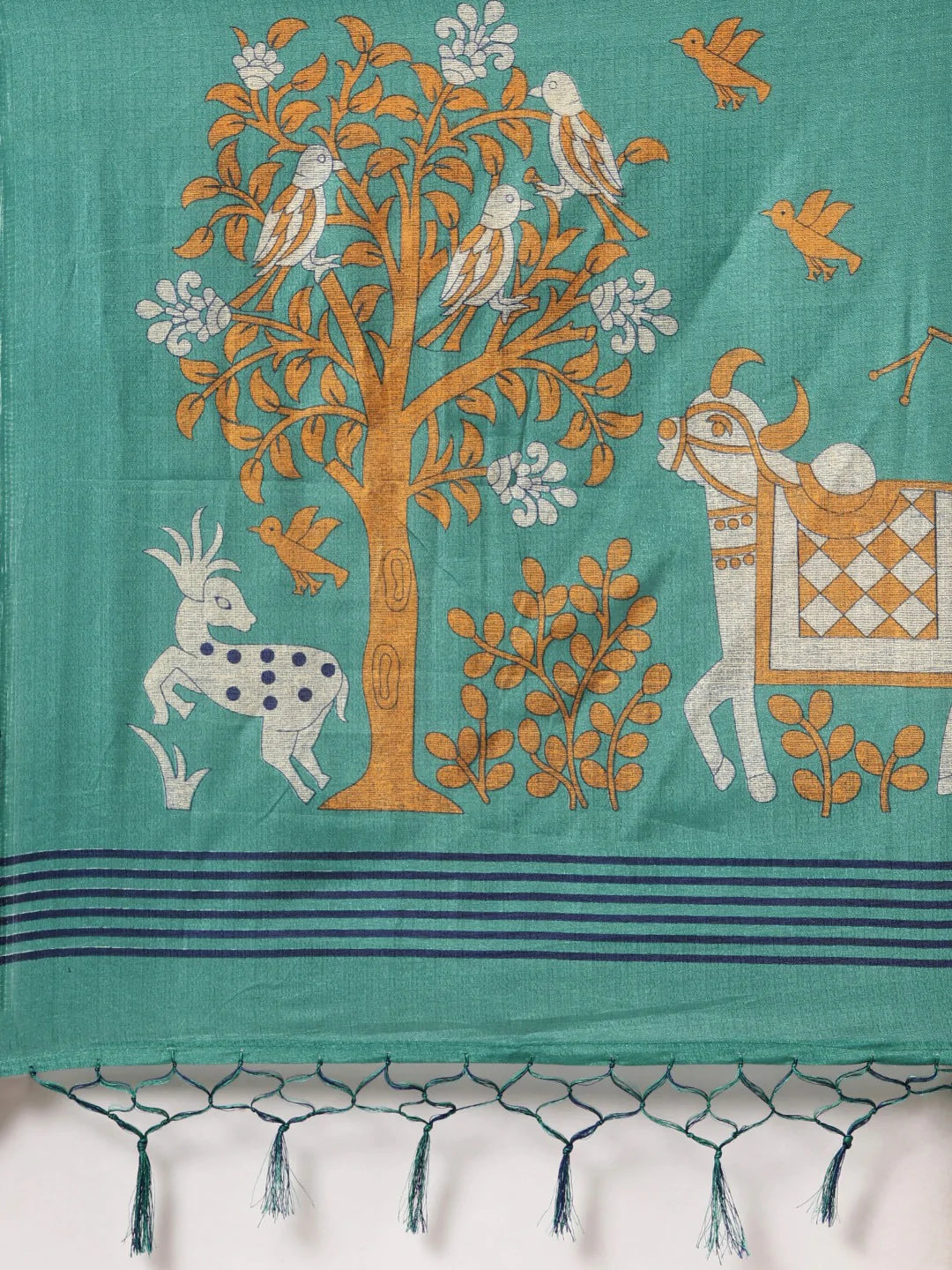 Kala Niketan Navy Blue & Teal Green Art Silk Woven Design Khadi Saree