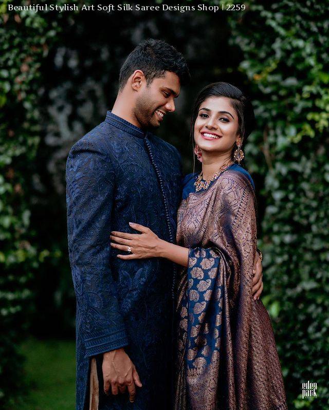 Kala Niketan Navy Blue Color Beautiful Stylish Art Soft Silk Designer Saree