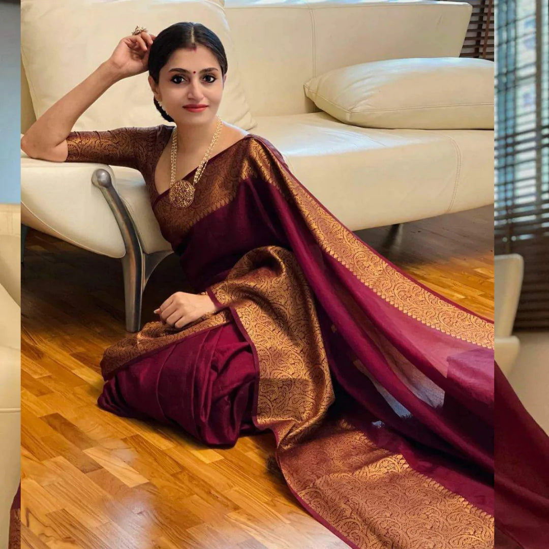 Kala Niketan Archaic traditional kanchi Soft Silk Sari With Attached Blouse