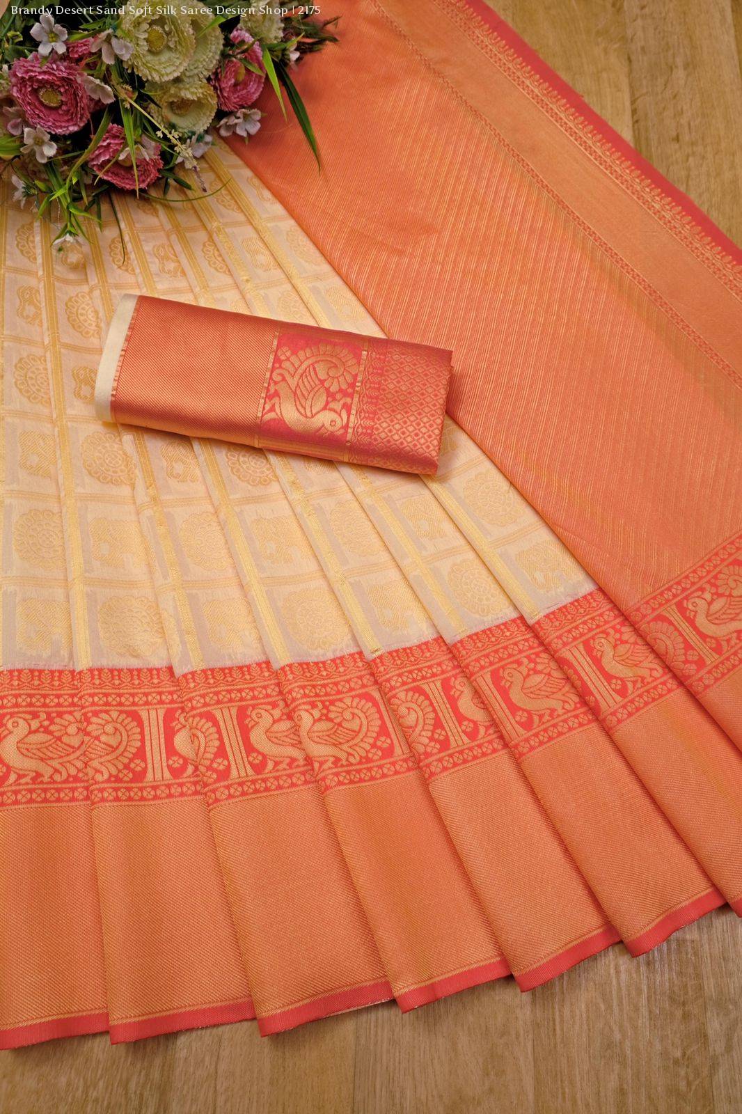 Kala Niketan Soft Silk White and Red Color Designer Paert Wear Saree