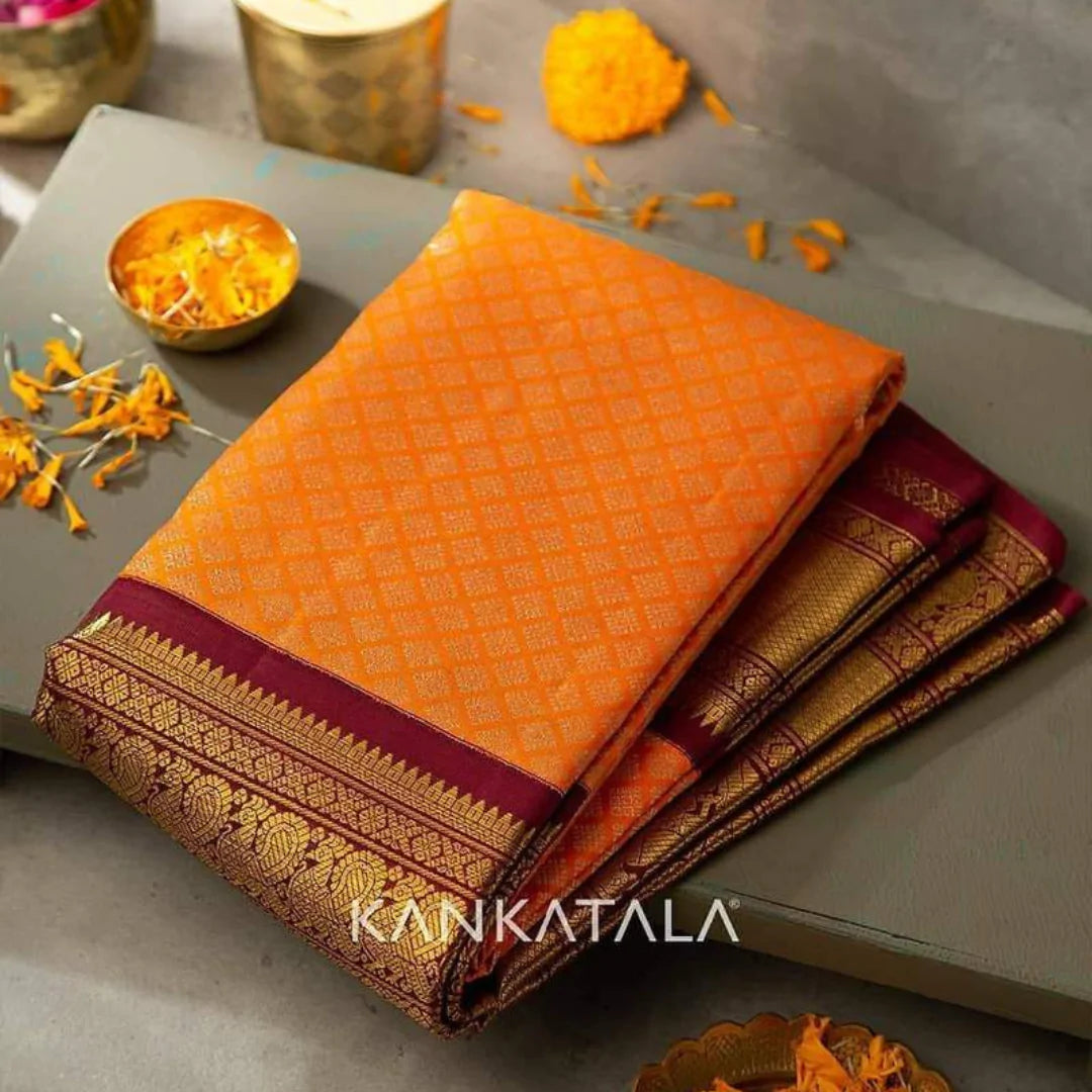 Kala Niketan Archaic Traditional kanchi Soft Silk Sari With Attached Blouse